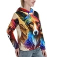 thumbnail image 2 of Yiaed Colorful Art Dog Print Womens Casual Hoodies Crew Neck Long Sleeve Sweatshirts With Pocket Pullover Tops Women's Hooded Sweatshirt-X-Large, 2 of 5