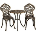 thumbnail image 2 of Topeakmart 3-Piece Cast Aluminum Patio Bistro Table Set Outdoor Furniture, Bronze, 2 of 13