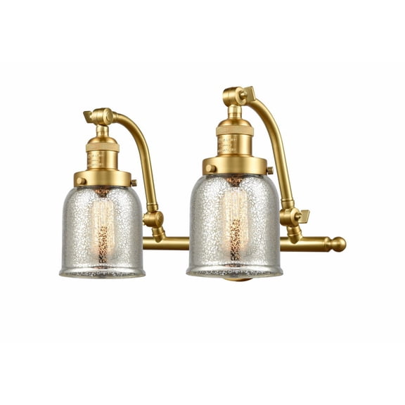 515-2W-SG-G58 Innovations Lighting Bell - 2 Light Bath Vanity In Industrial Style-12 Inches Tall and 18 Inches Wide-Satin Gold Finish-Silver Plated