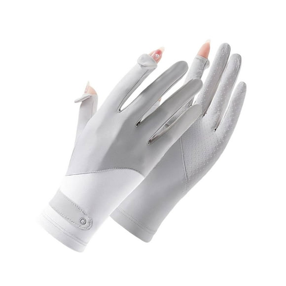 Fridja 1 Pairs Driving Gloves for Women Ice Silk UV Protection Breathable Cool Soft Touchscreen Gloves Women's Full Finger Sun Protection for Outdoor Driving Cycling Running, Gray