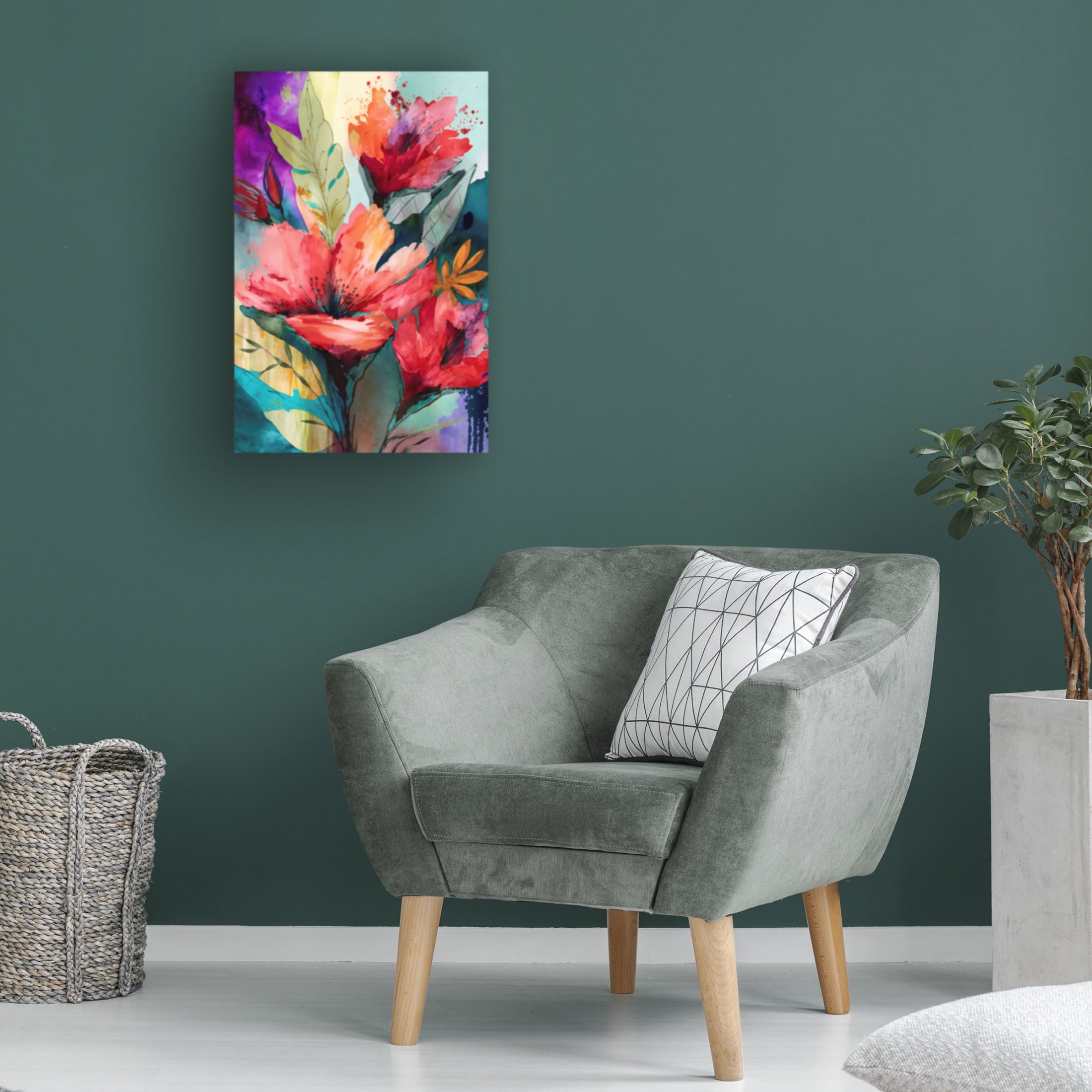 Canvas Wall Art - Ray Heere 'Watercolor Expressive Flowers 18' Wall Art for Living Room, Bedroom, or Office Décor by Trademark Fine Art - 16 x 24 Inches