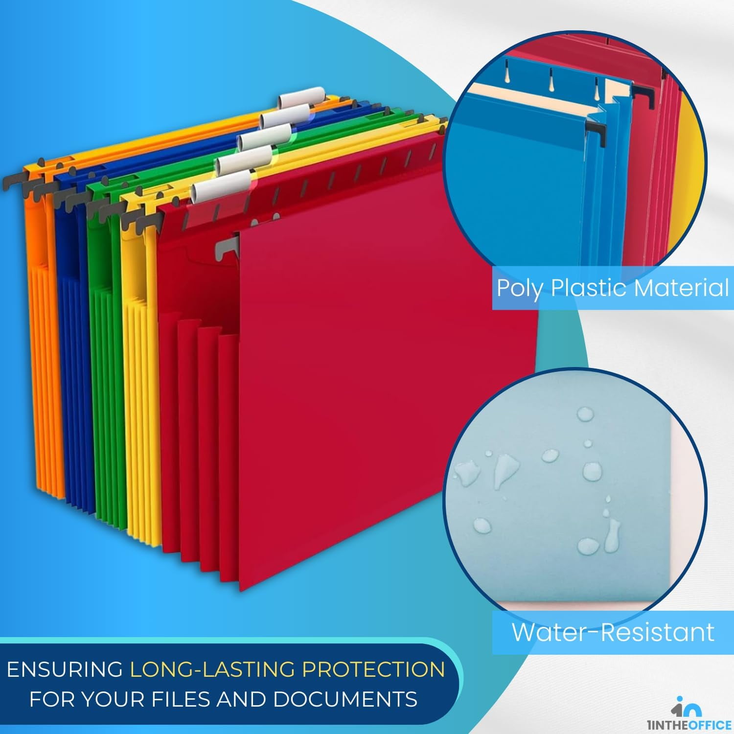 1InTheOffice Poly Expanding Hanging File Folders, Letter Size, Assorted,10/Pack