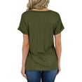 thumbnail image 4 of SHEOWO V-Neck Pocket Hem Slit Women's Plus Size Top V-Neck Short Sleeve Solid T-Shirt, 4 of 8