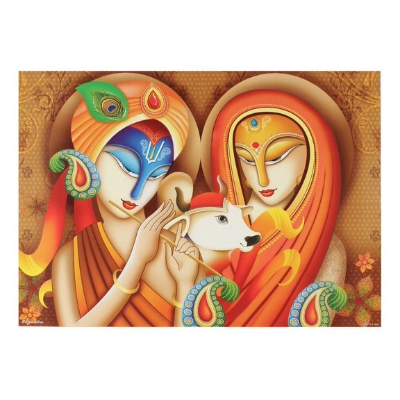 Bm Traders Krishna Radha Modern ArtWall Poster Print Without Frame (20 X 28 Inches) OR (50.80 Cm X 71.12 Cm) Religious Gifting