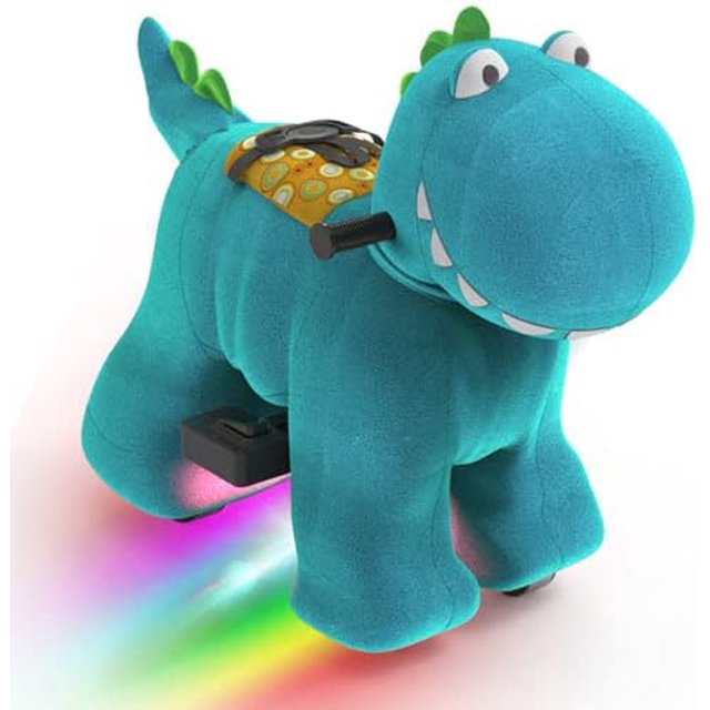 HOVER HEART Electric Animal Ride On Toy, 6V Powered Dinosaur Ride-on with Wheels, Led Lights, Safety Belt, A Great Gift Choice for Kid