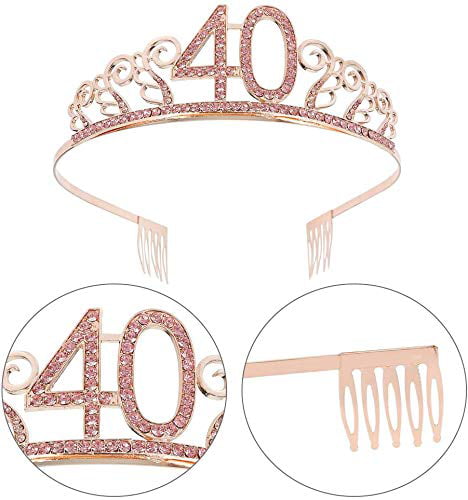 Happy 40th Birthday Silver Glitter Tiara Crown Gift Costume Accessory Novelty 
