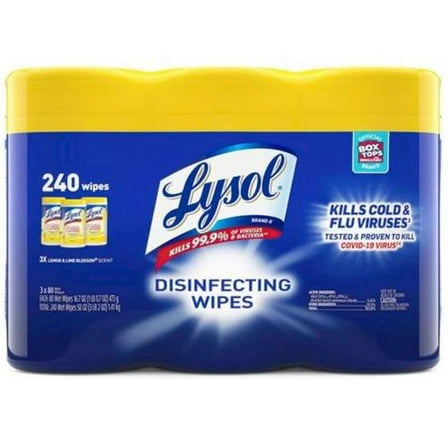 DDI 2382856 Lysol Disinfecting Wipes - Lemon & Lime - Case of 2
