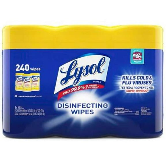 DDI 2382856 Lysol Disinfecting Wipes - Lemon & Lime - Case of 2