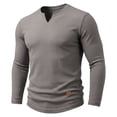 thumbnail image 2 of Stamzod Long Sleeve Shirts for Men Casual V-Neck Textured Knitted Pullover Tops Fall Fashion Workout Oversized Tshirts Gray-3 M, 2 of 7
