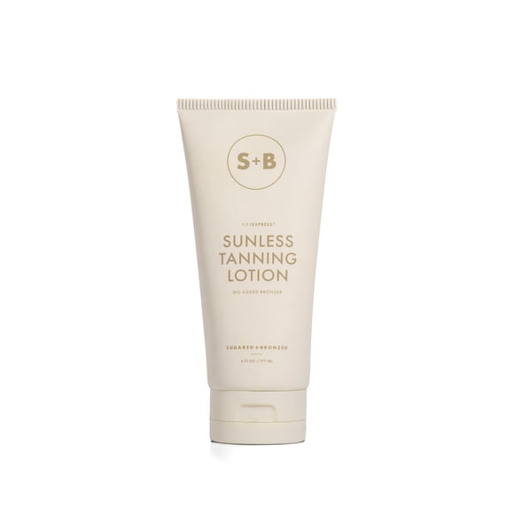 Loción bronceadora sin sol AZÚCAR + BRONCEADA - Sin bronceador Autobronceador hidratante FlexExpress para rostro y cuerpo Brillo natural Bronceado ligero y duradero que se adapta a todos los tonos de