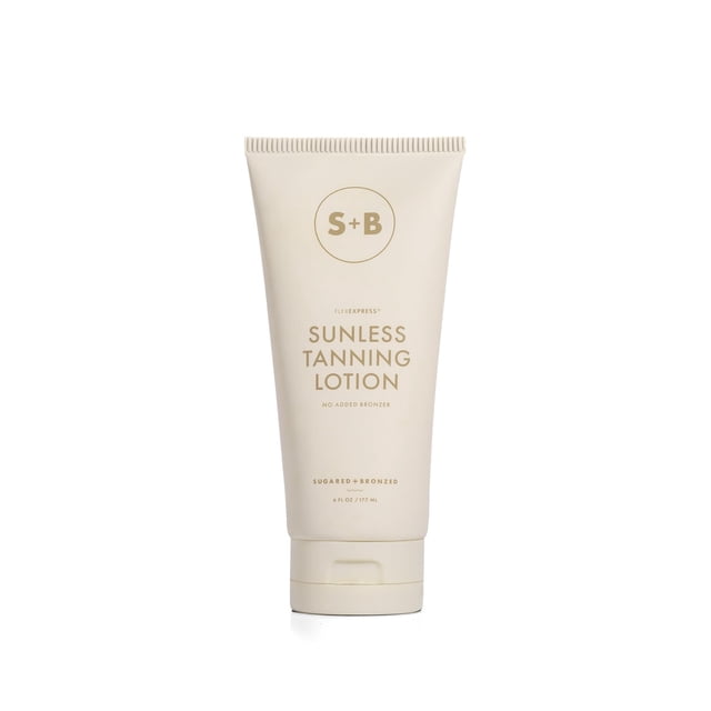 Loción bronceadora sin sol AZÚCAR + BRONCEADA - Sin bronceador Autobronceador hidratante FlexExpress para rostro y cuerpo Brillo natural Bronceado ligero y duradero que se adapta a todos los tonos de