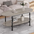 thumbnail image 4 of AKDSteel Oval Coffee Table, 47.2" Two-Tier Vintage Center Table For Living Room Or Office, Unique Rustic Mid-Century Design, 4 of 6