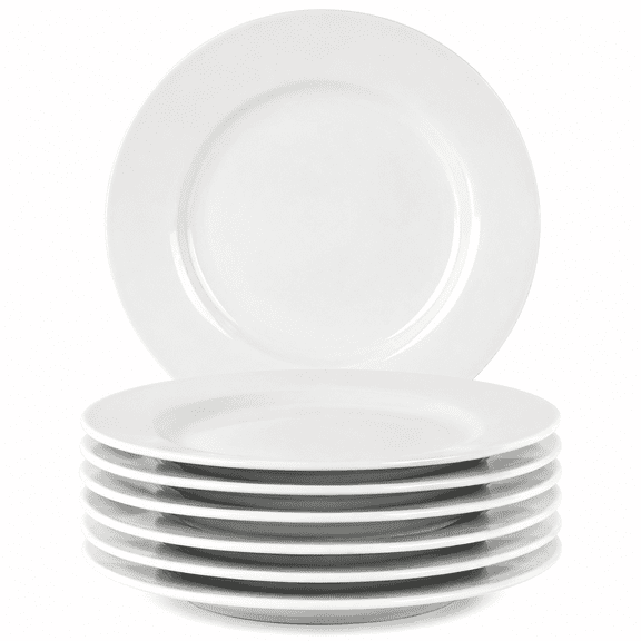 NONTA Salad Plate Set 6Pcs White, Microwave and Dishwasher Safe for Everyday Use, 8 inches