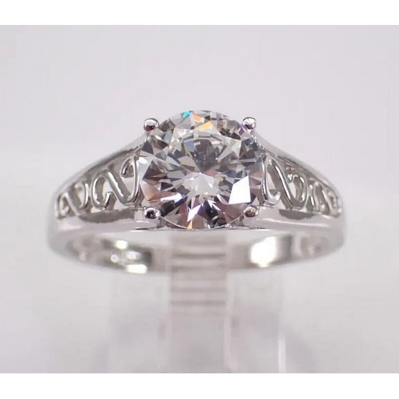 1.10Ct Round Cut Lab Created Diamond Solitaire Engagement Ring 14K White Gold Plated 925 Sterling Silver
