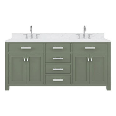 Water Creation Madison 72" Wood Double Bathroom Vanity in Glacial Green & White