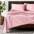 thumbnail image 2 of Bare Home Bamboo Sheet Set - Made from Rayon Fibers - Deep Pockets - 3 Piece - Twin XL, Light Pink, 2 of 7