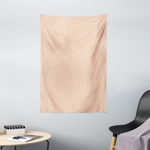 Geometric Tapestry, Monochrome Geometric Shapes Scale Design Modern Style Illustration Creative, Wall Hanging for Bedroom Living Room Dorm Decor, 40W X 60L Inches, Orange and White, by Ambesonne