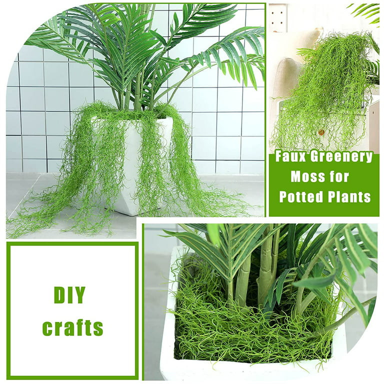 Zukuco Artificial Moss Vines Hanging Plants, Faux Greenery Moss for Potted  Plants Realistic Fake Spanish Moss for Home Bedroom Wall Porch Garden Home  Decor 
