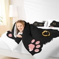 thumbnail image 4 of jejeloiu Cute Cat Paw Full Size Comforter Sets Kids,Kawaii Animal Footprint Simple Black White Bedding Sets For Girls,Reversible,3 Pieces, 4 of 8
