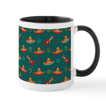 

CafePress - Sombrero Guitar Pattern - 11 oz Ceramic Mug - Novelty Coffee Tea Cup