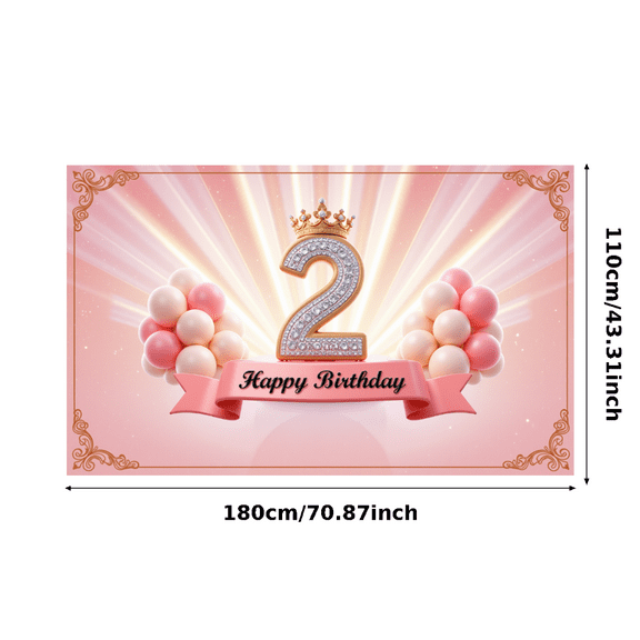 Colorful Balloons Birthday Banner Crown Design Party Backdrop for Kids Celebration Indoor Decoration