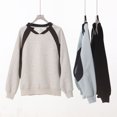 thumbnail image 3 of Heavyweight 400g color-blocked raglan sleeve sweatshirt for men, autumn and winter retro loose casual couple style V-neck top, 3 of 4