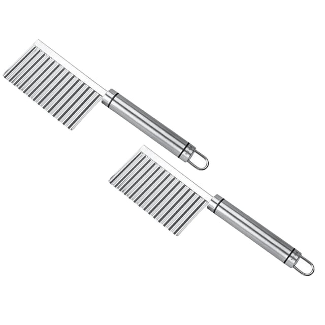 Oleegame 2PC Potato Fry Cutter Edged Fruit Stainless Wavy Gadget Tool Kitchen Steel Potato Vegetable Cutting Kitchen,Dining Bar