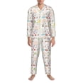 thumbnail image 3 of Honeii Summer Rabbit Pattern Mens Pajamas Set,2pcs Men's Lounge Long Sleeve Sleep Shirt and Pajama Bottoms Sleepwear Set,Mens Pjs Sets-Medium, 3 of 7