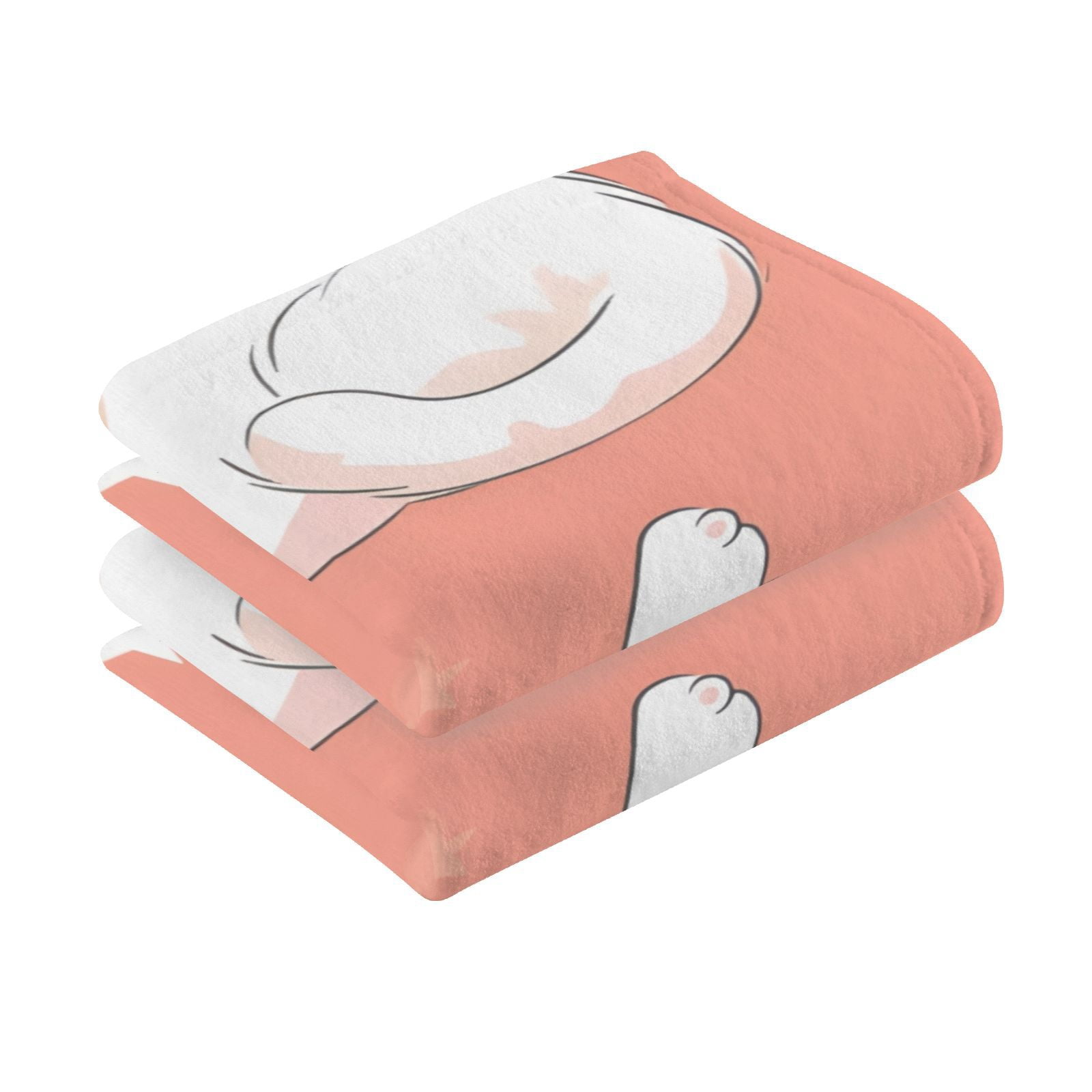 Lazy White Cats Hand Towels Cotton Bath Towels Large Face Towels Absorbent for Bathroom 2 Packs