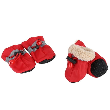 4Pcs/set No Slip Pet Dog Shoes Boots Dog Socks Soft Cotton Padded Red #4 Wuuuyi