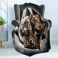 thumbnail image 3 of Ambesonne Leopard Fleece Throw Blanket Polygonal Globe Full Moon 60"x80" Dark Blue Grey and Amber, 3 of 5