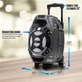 thumbnail image 2 of Altavoz portátil recargable QFX PBX-61081 | Woofer de 8" | 400 vatios | Bluetooth, AUX, tarjeta SD, radio FM | Asa, ruedas, 12 libras | Perfecto para uso en interiores y exteriores | Plata, 2 of 5