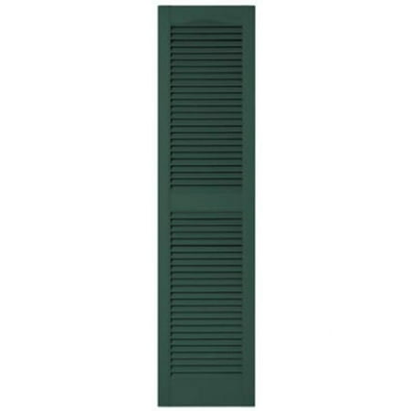 Builders Edge 010140060028 15 x 60 in. Green Vinyl Louvered Shutter Pair