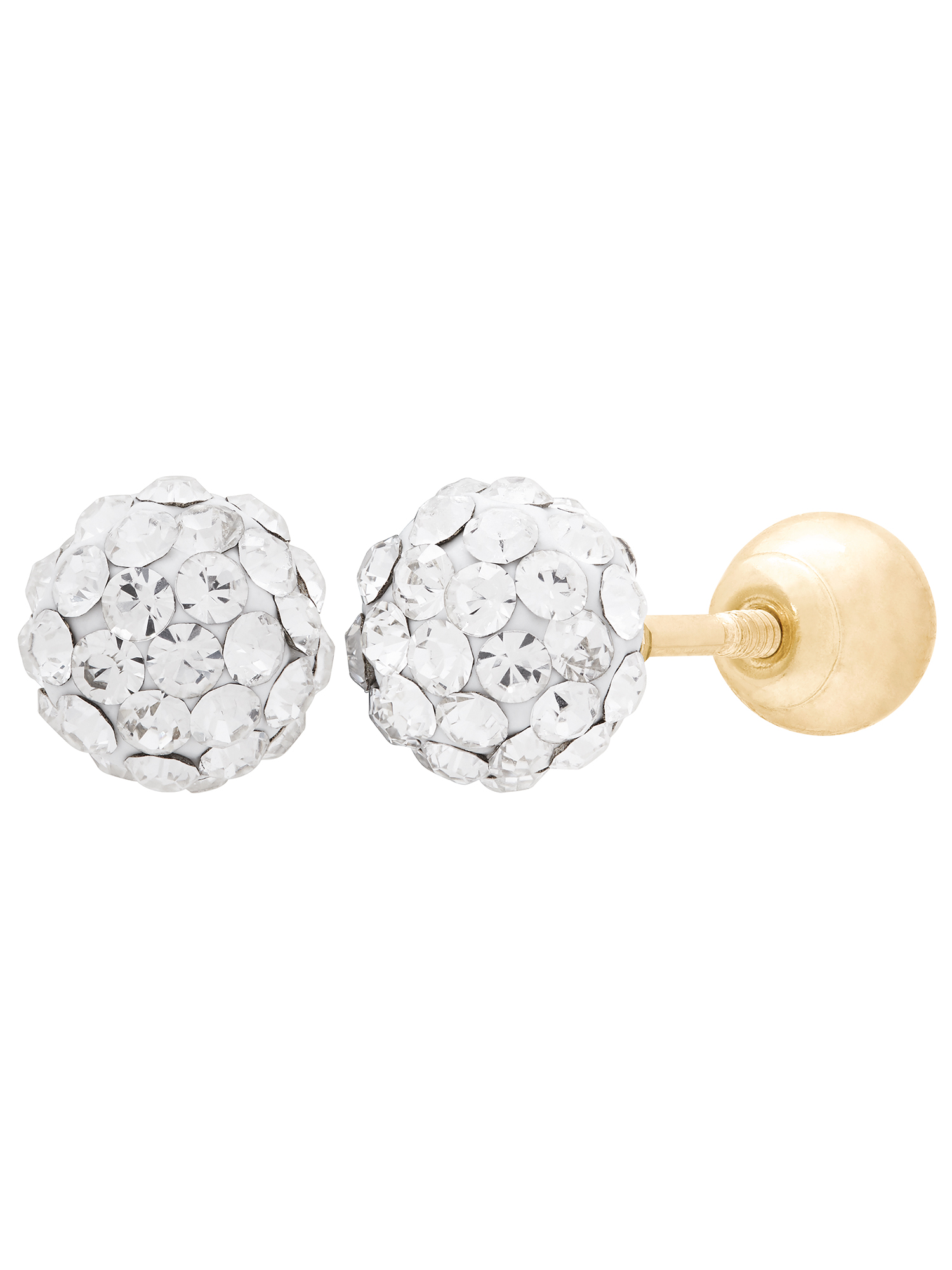 Brilliance Fine Jewelry White Crystals 4.8MM Studs in 10K Yellow Gold Earrings - image 4 of 4