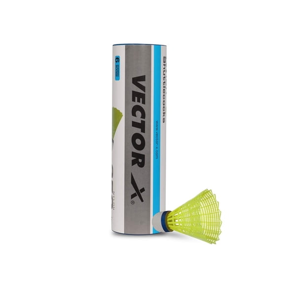 Vector X SC-250 Volant de Badminton en Nylon Jaune, Lot de 6, pour Adultes