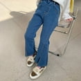 thumbnail image 6 of Little Girls Jeans Super Stretchy Bell-bottomed Pants for 2-10 Years Old, 6 of 8