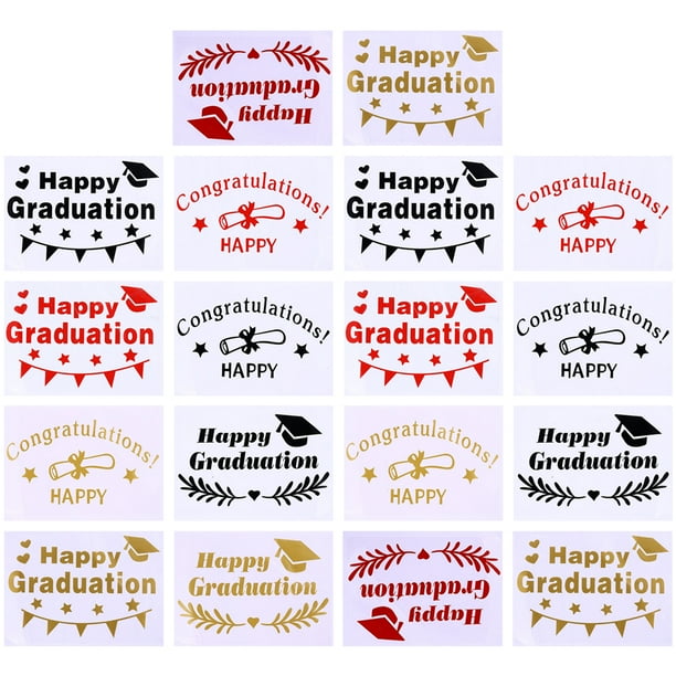18 hojas de pegatinas de globos de feliz graduación, calcomanías de globos de graduación, decoraciones de graduación, estilo mixto
