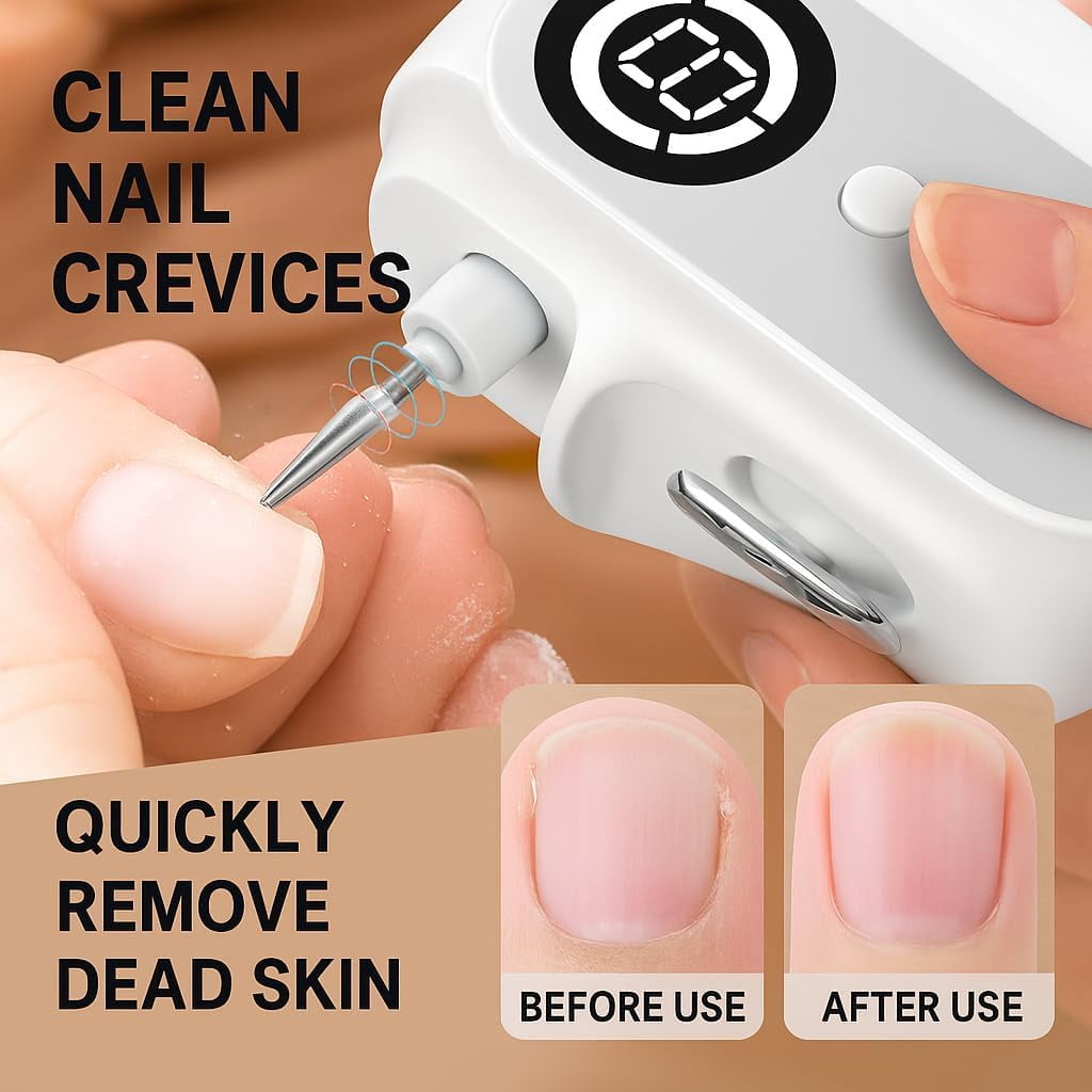 ABPETE Electric Nail Clipper, Automatic 4 in 1 Baby Nail Trimmer and Polisher with LED Light & Nail Storage Box, Electric Nail File with Multiple Speed Gears for Baby, Adults, Senior