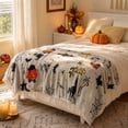 thumbnail image 5 of 51*39IN Halloween Flannel Throw Blanket, Soft Cozy Lightweight Pumpkin Bat Ghost Print Fleece Blanket, Machine Washable Fall Holiday Decor Blanket for Sofa Couch Bed Party,E, 5 of 6