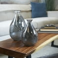 thumbnail image 2 of DecMode 12", 9"H Textured Teardrop Gray Glass Vase, Set of 2, 2 of 7