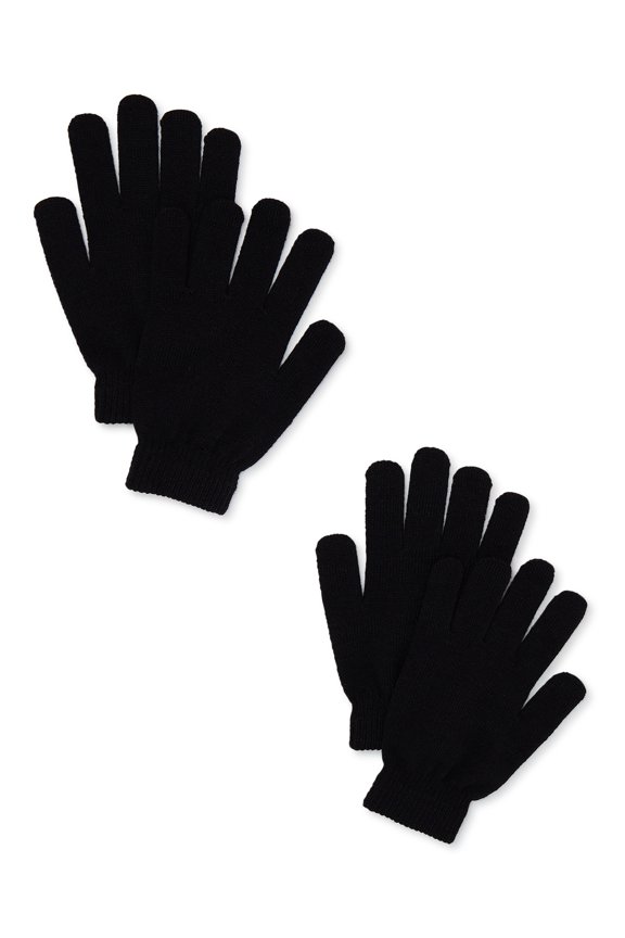 Women's Stretch Knit Winter Gloves 2-Pack, Black Soot