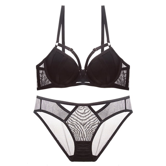 Pequeños Pechos Pequeños Recogidos Mirada Grande Deseo Puro Negro Ropa Interior De Encaje Sexy Top Apoyo Sexy Sexual Confusión Sujetador Conjunto Superior Apoyo Damas