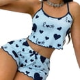 thumbnail image 4 of Xaqiouau Women Heart Print Pajama Set Cami Tank Top and Shorts 2 Piece Lounge Set Sleeveless Sleepwear Summer Casual Cute Outfit, 4 of 6