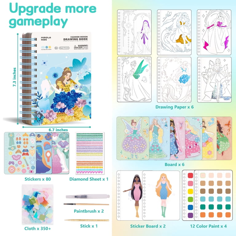 MIROLA KIDS Magic Princess 4 in 1 Fashion Design Drawing Book, Dress-up Activity Book with Painting, Stickers, Poking, Diamond, Puncture Painting for Kids, Girls' DIY Craft - Walmart.com MIROLA KIDS Magic Princess 4 in 1 Fashion Design Drawing Book, Dress-up Activity Book with Painting, Stickers, Poking, Diamond, Puncture Painting for Kids, Girls' DIY Craft - Walmart.com