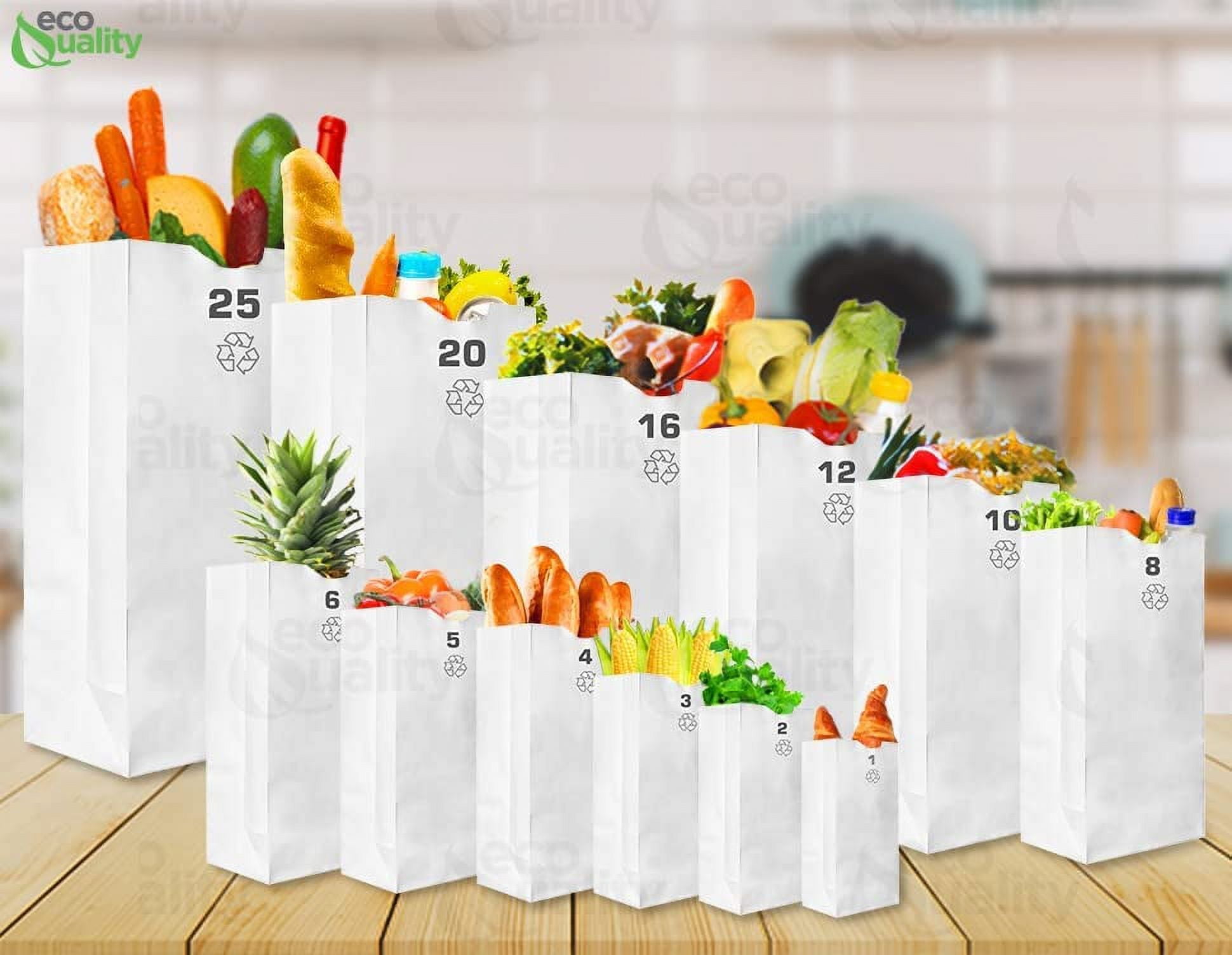 Paper Lunch Bags 8 Lb White Paper Bags 8LB Capacity - Kraft White Paper Bags, Bakery Bags, Candy Bags, Lunch Bags, Grocery Bags, Craft Bags - #8 Lunch Paper Bags by EcoQuality (2000, #8 - 8LB)