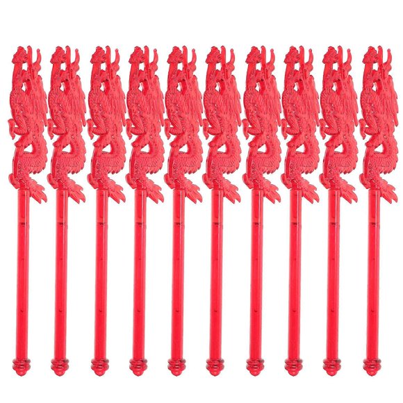 Red Dragon Shaped Lantern Rod for Festival Use with 10Pcs Lantern Handles