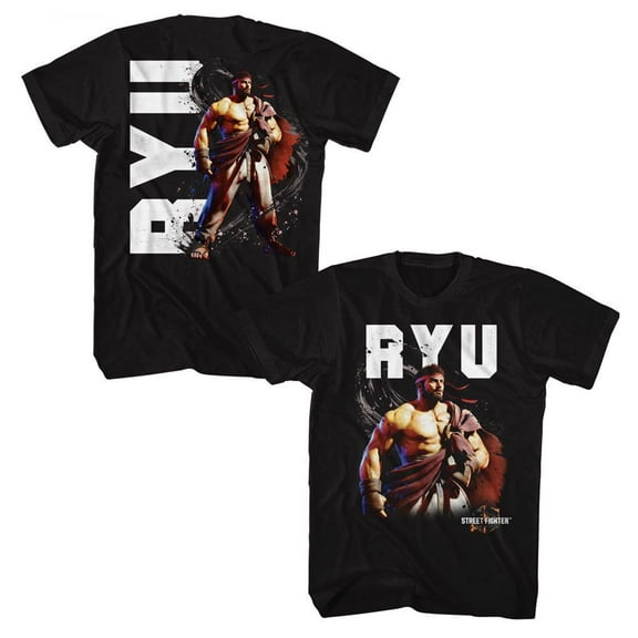 Street Fighter Ryu Character Black Adult T-Shirt