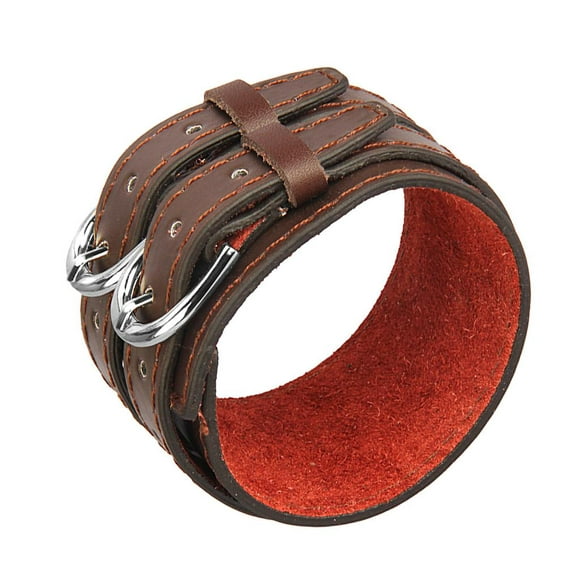 Double Tour PU Leather Classic Adjustable Multi-color Men Bracelets - Coffee