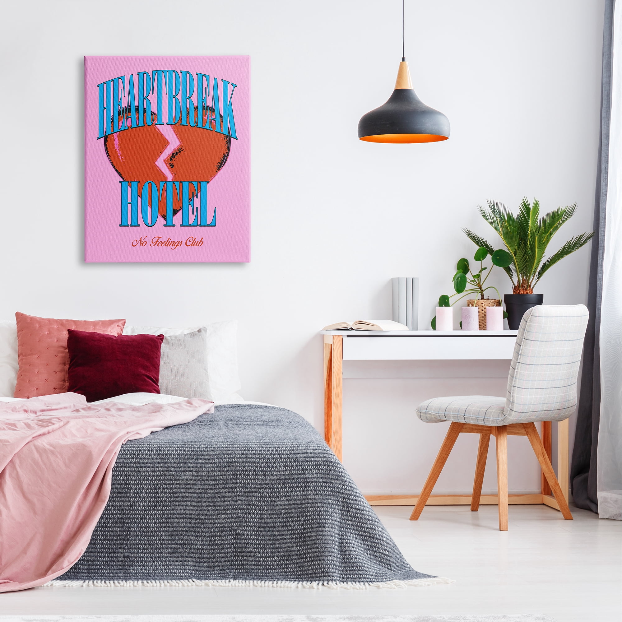 Stupell Industries Vintage Heartbreak Hotel Typography Painting Gallery Wrapped Canvas Art Print Wall Art, 30 x 40