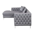 thumbnail image 4 of Chic Home Monet PU Leather Modern Contemporary Button Tufted with Silver Nail head Trim Silver tone Metal Y-leg Left Facing Sectional Sofa, Grey, 4 of 7